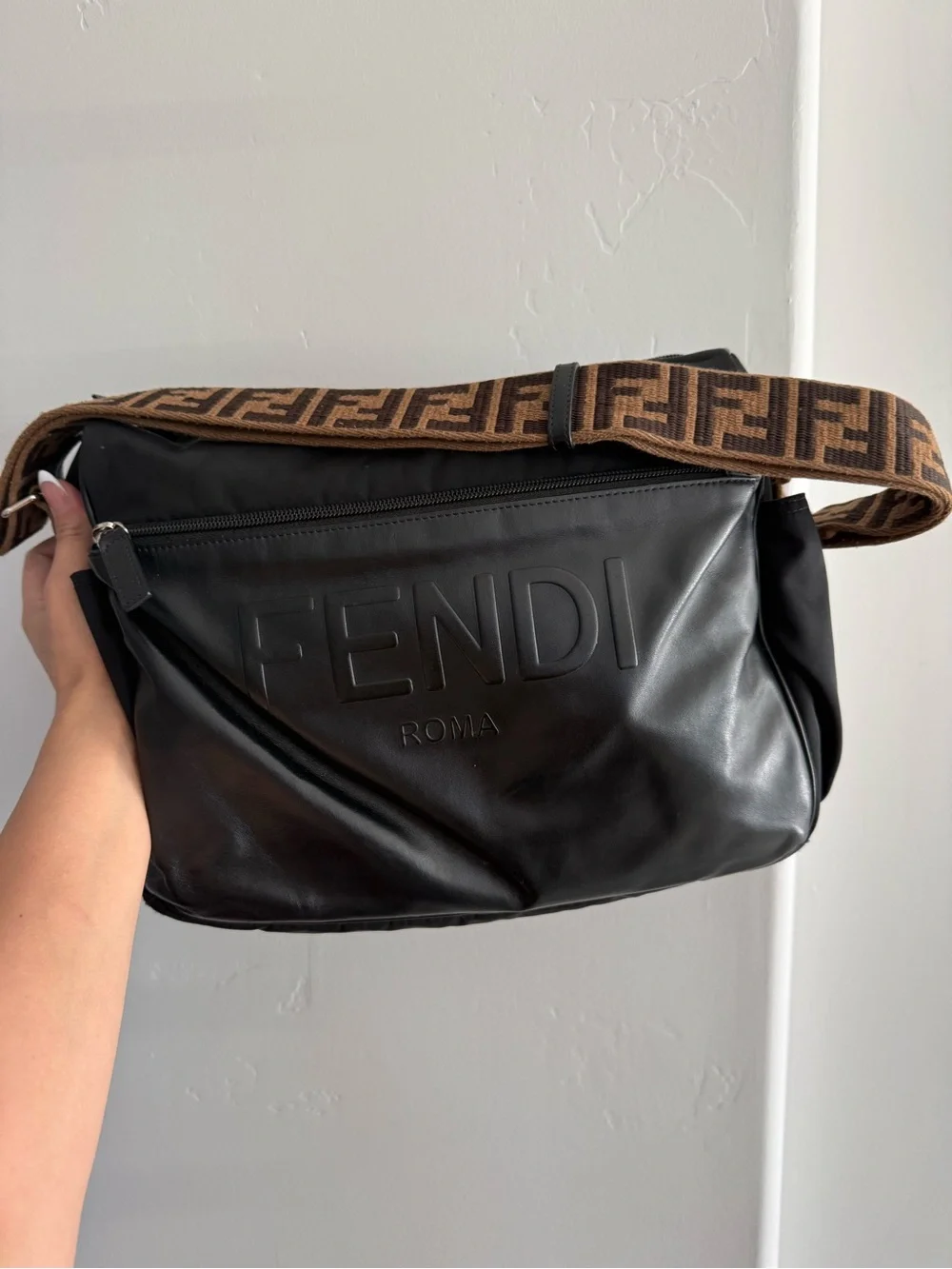 Fendi Black Leather and Nylon Changing Bag